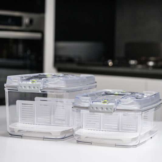 Set contenitori sottovuoto in 100% Tritan trasparente – 5 pezzi (XL) + pompa di aspirazione elettrica EvoFresh