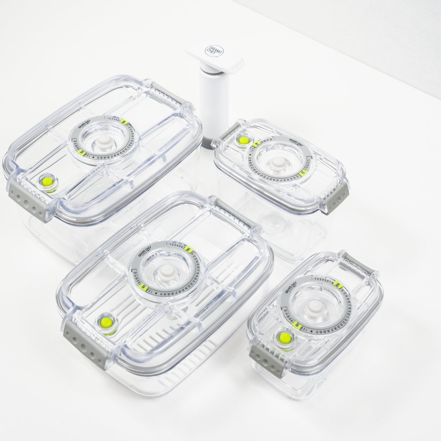 Set contenitori sottovuoto in 100% Tritan trasparente – 6 pezzi + pompa di aspirazione elettrica EvoFresh