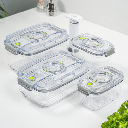 Set contenitori sottovuoto in 100% Tritan trasparente – 6 pezzi.