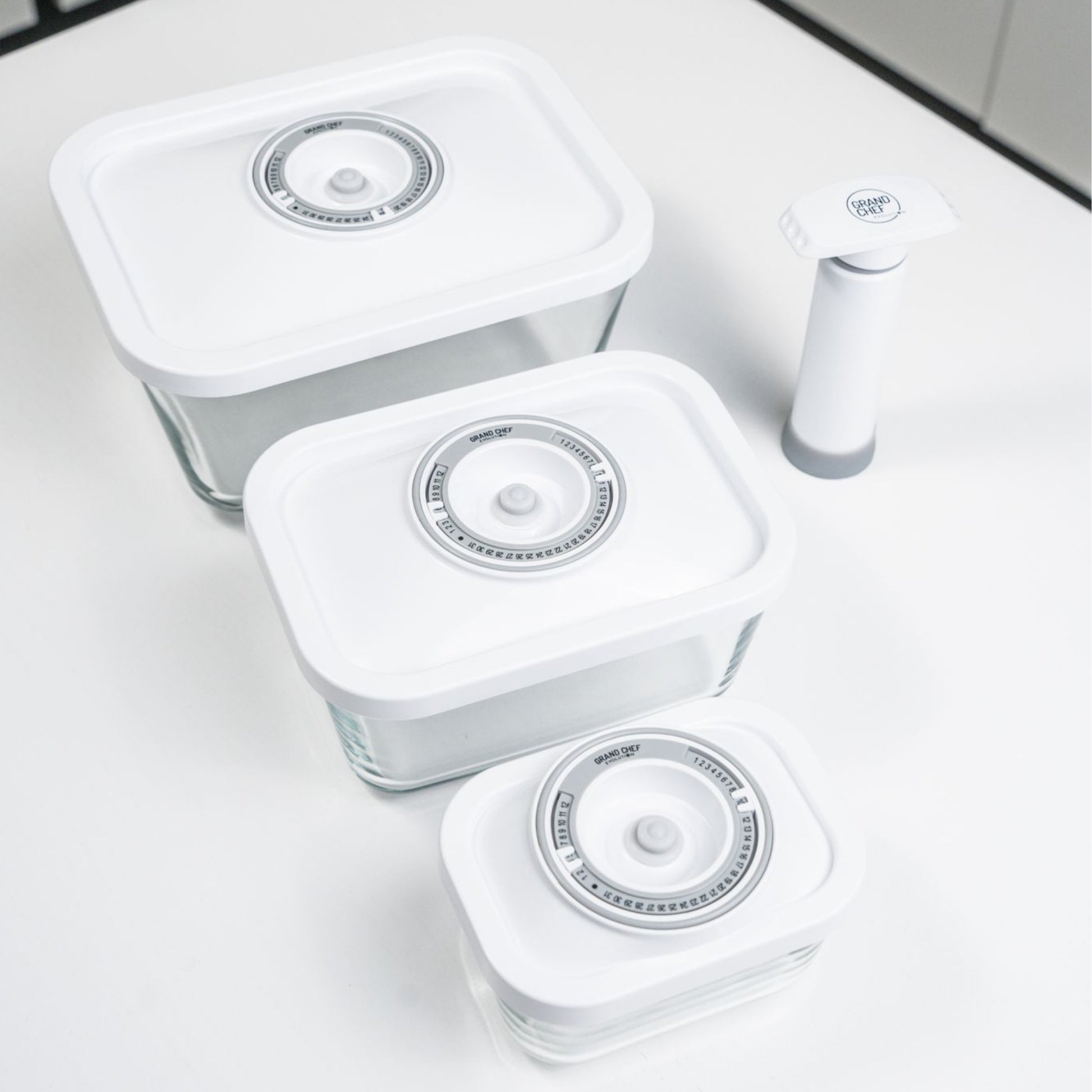Set contenitori sottovuoto EvoFresh in vetro borosilicato con pompa manuale