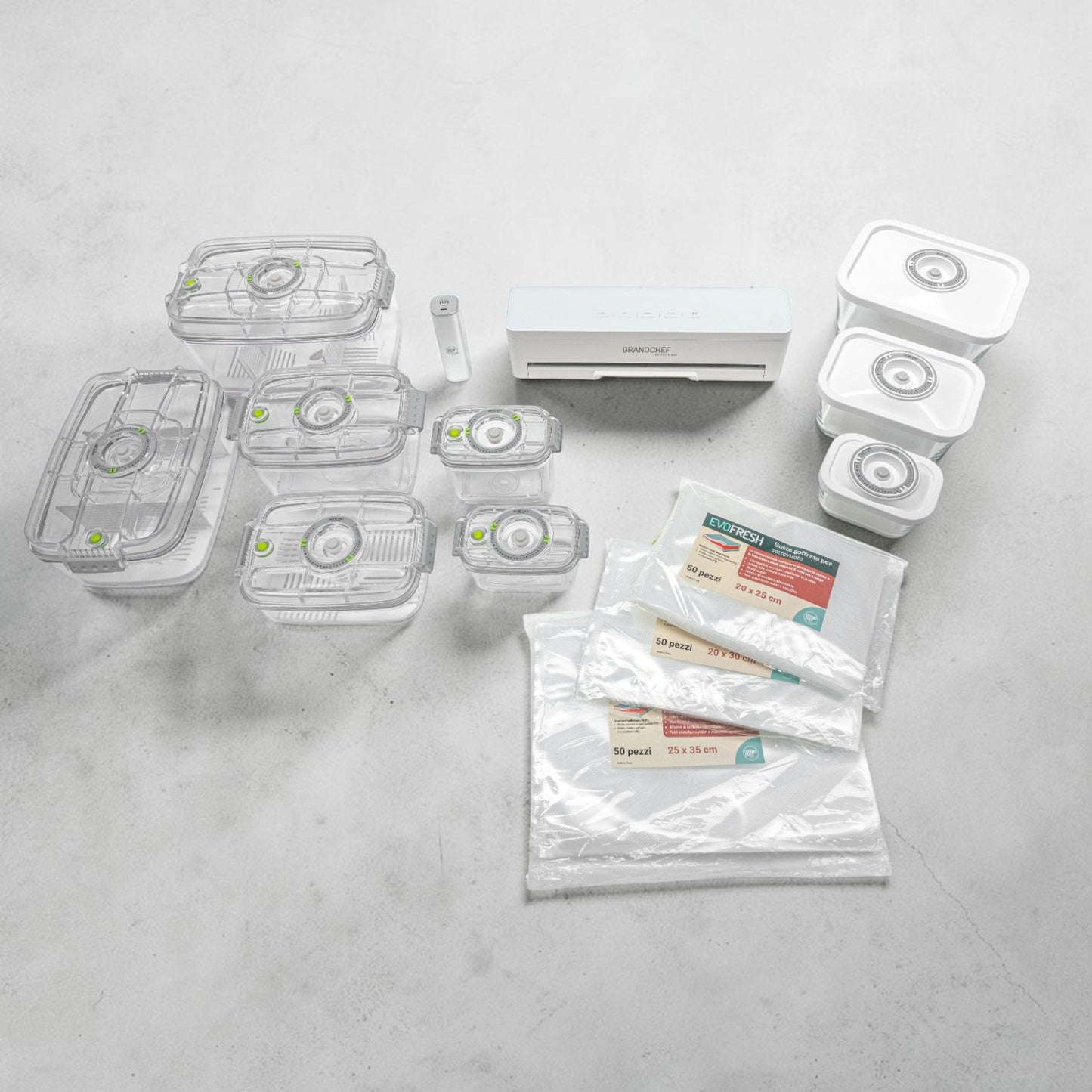 EvoFresh Full – Sistema completo sottovuoto con macchina, contenitori e buste