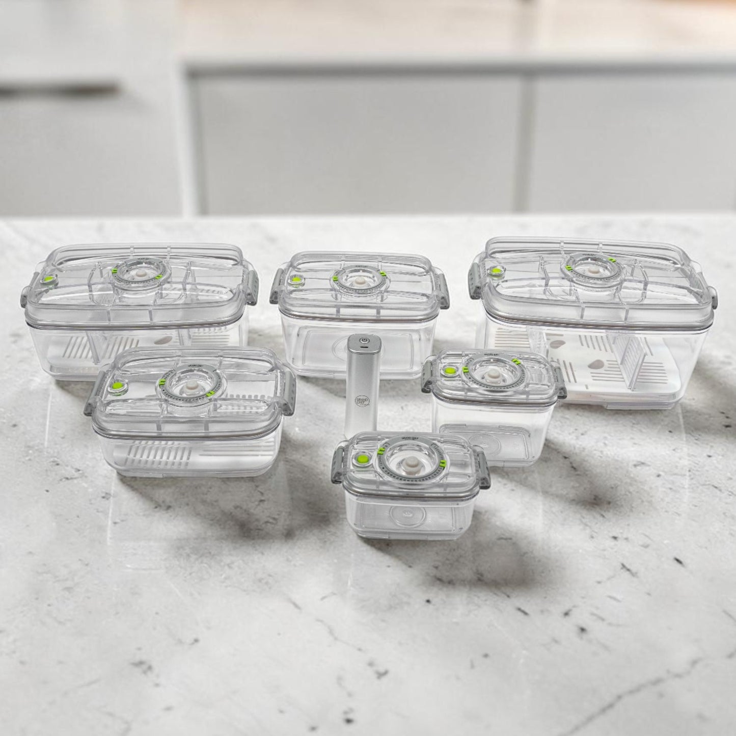 EvoFresh Starter Duo Tritan con contenitori sottovuoto Tritan Small e XL e pompa elettrica USB