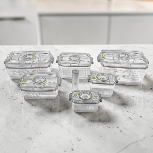 EvoFresh Starter Duo Tritan con contenitori sottovuoto Tritan Small e XL e pompa elettrica USB